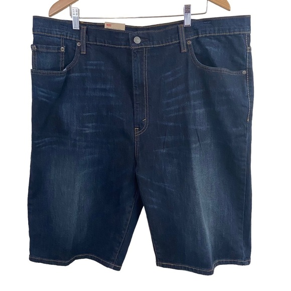 Levi’s Loose Straight Denim Shorts Dark Wash Men’s Distressed Sz 42 Big & Tall - Picture 1 of 10